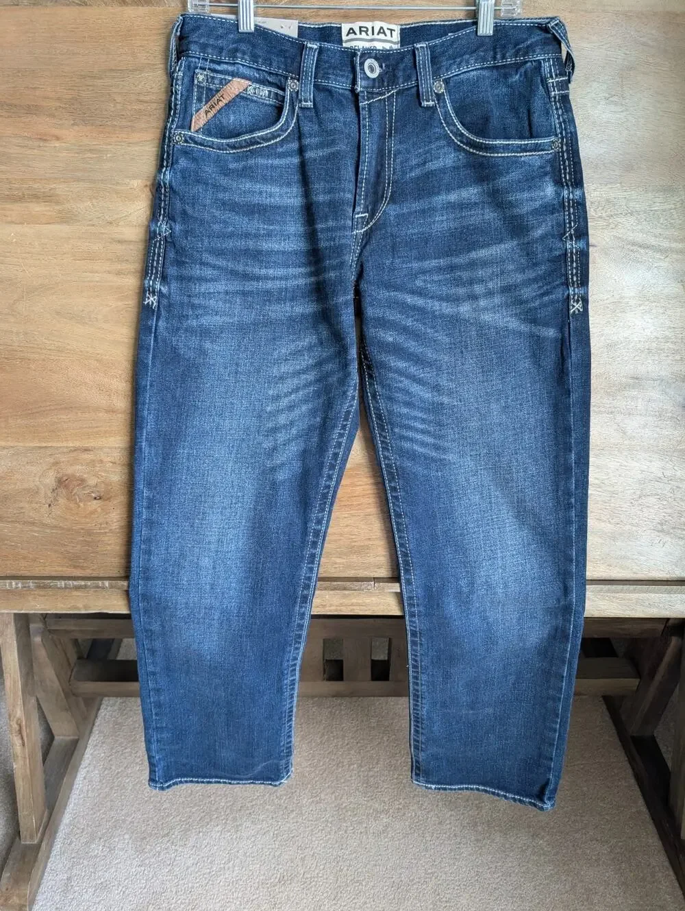 NWT Ariat M4 Jeans Mens 32x34 Blue Denim Stretch Relaxed Bootcut Leg 10021767